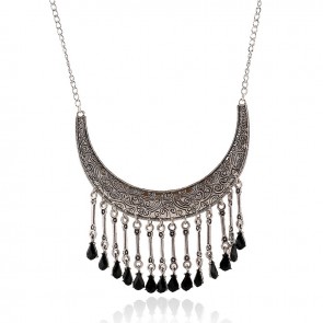 Europe Hot Retro Palace Carved Tassel Exaggeration Drop Necklace