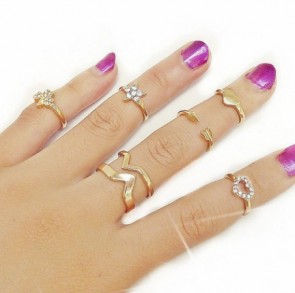 Europe and Japan and South Korea Jewelry Factory Wholesale Clover Stars Punk Female Tail Joint Gem Ring