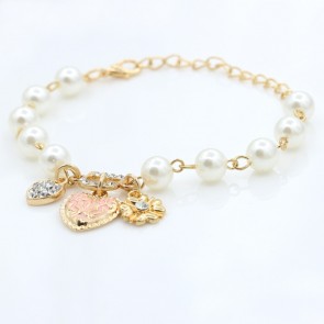 Heart Flowers Burst Models Fashion Bracelet Korean Alphabet Flash Diamond Wholesale D Pearl Bracelet