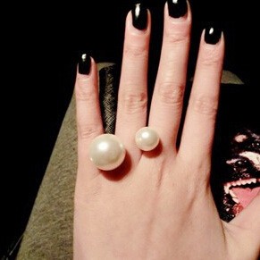 Double Pearl Ring Finger Korean Version of the New Jewelry