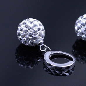 S925 Sterling Silver Shambhala Full Diamond Earrings Princess Ball Stud Earrings