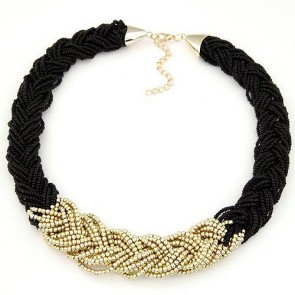 Bohemian Wild Golden Beads Braided Beads Temperament Short Necklace