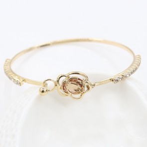 Korean Version of the Rose Inlay Zircon Hollow High-grade Female Gold-plated Bracelet 
