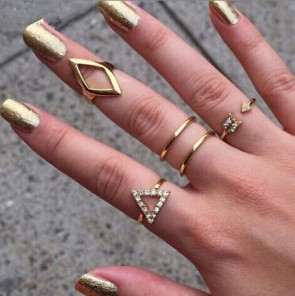 Europe and Exaggeration New Wave of Female Star Ring Combination Clover Tail Ring Joints