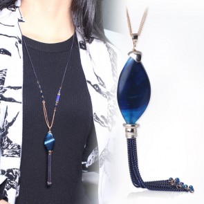 New Agate Tassel Pendant Sweater Chain Autumn and Winter Long Paragraph of High-grade Necklace