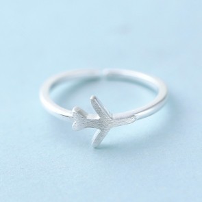 New Style Individual 925 Sterling Silver Drawing Little Plane Ring