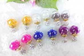 Korean Creative High-grade Glass Ball Bubble Earrings Shambhala Hourglass Earrings