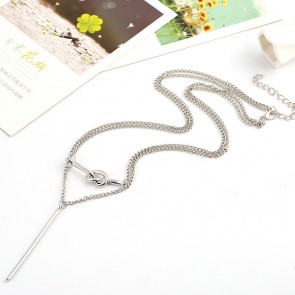 Simple and Stylish Metallic Nail Vertical Double-length New Word Stick Necklace