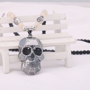 Fashion Micro Pave Jewelry Natural Crystal Skull Necklace Jewelry Wholesale