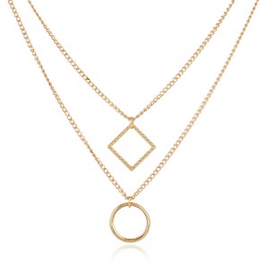 European and American Fashion Simple Multilayer Geometric Necklace Love Triangle Necklace