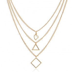 Hot Fashion Simple Necklace Factory Direct Multi-layer Love Triangle Geometry Necklace