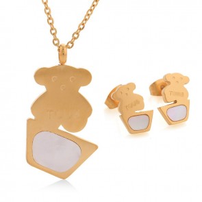 Factory Direct Sales of Stainless Steel Shell Glasses with Subtitles Bear Suit Jewelry Set