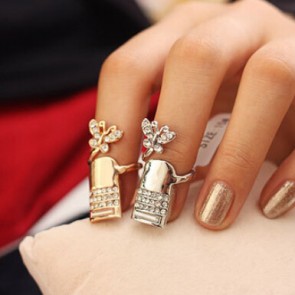 Europe Full Diamond Butterfly Hair Ring Fingers Pinkie Fingernail Ring Joint