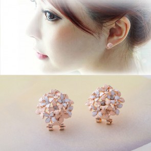 Korean Fashion Diamond Earrings Sweet Girl Clover Flowers Painted Oil Hypoallergenic Earrings Ear Buckle Wholesale