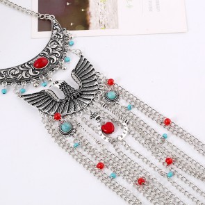 Europe and America Exaggerated Tassel Long Retro Eagle Manufacturers Necklace