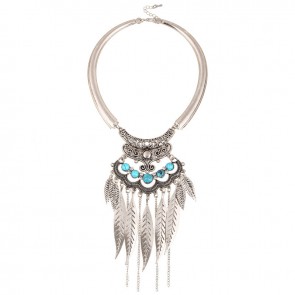 European and American Fashion Bohemian Retro Leaves Exaggerated Tassel Collar Necklace