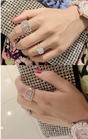 Hot Star with Korean Fashion Korean Version of the Influx of  People Retro Crystal Finger Ring 