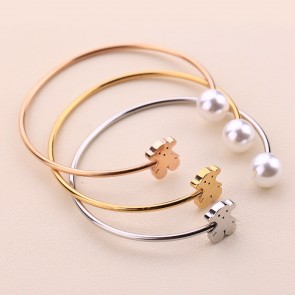 Lovely Fashion Stainless Steel Pendant Chain Clavicle Bears Pendant  Bracelet