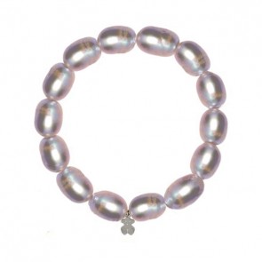 Quality Natural Oval Pearl Bracelet Titanium Steel Bear White Purple Pearl Bracelet