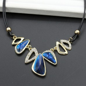 Flower Applique Colorful Stone Diamond Alloy Wholesale Pendant Necklaces 