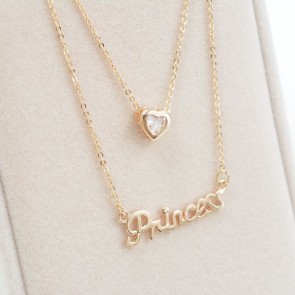 English Letters Love Double 18K Rose Golden Girl Ossicular Chain