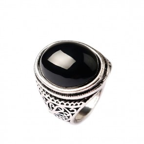 European And American Fashionable Exquisite Carving Flower Imitation Agate Diamond Ring