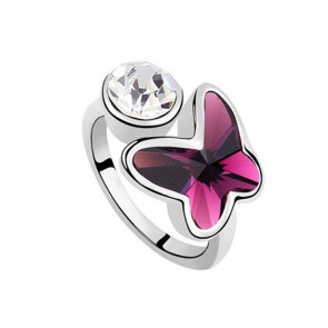 Korean Creative Fine Jewelry Crystal Ring Butterfly Gemstone Ring