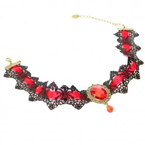 The new trend of fashion lace necklace Korean style original inlay gemstone crystal pendant necklace