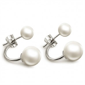 Foreign Trade Explosion Model Arch Double-sided Big And Small Pearl Earrings