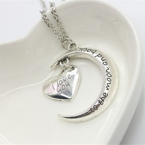 Korean New Style Hot Selling I Love You Moon Heart Pendant Necklace