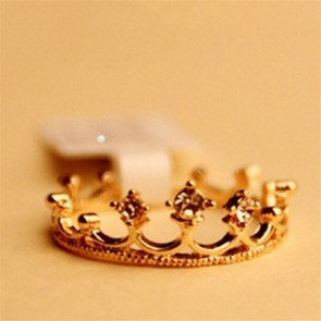 Yiwu Factory Direct Wholesale Korean New Style Princess Ring Shining Crown Ring