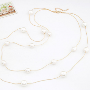 Korean Style Jewelry Double Layer Office Lady Style Fashionable Long Paragraph Necklace