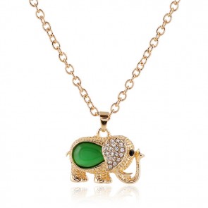 2016 Creative Cute Elephant Opal Jewelry Sweater Chain Necklace