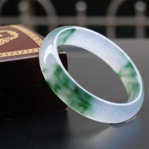 Female Emerald Jade Grade A Natural Floating Flowers Jade Bracelet