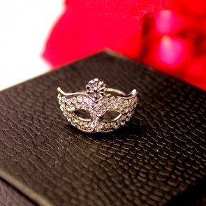 Korean Styel Jewelry Wholesale Bohemian Individualized Diamond Paved Mask And Flower Ring