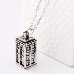 Mysterious Doctor Doctor Who Same Style Necklace Anti-silver Telephone Booth Pendant Necklace
