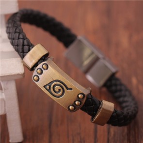 Animation Naruto peripherials bracelet Konoha mark retro leather magnetic buckle bracelet