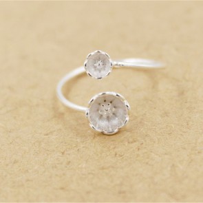 Yiwu factory Korean style jewelry wholesale 925 sterling silver fashionable flowerbud opening ring