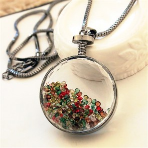 Korean fashion exaggerated clothing jewelry fresh sweet sweater chain crystal beads necklace