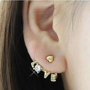 dainty love rhinestone earrings korean fashion earring