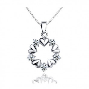 S925 Sterling Silver Five Hearts Five Diamonds Pendant Fashionable Short Paragraph Female Necklace
