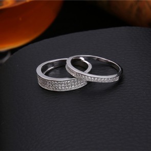 Korean Men and Ladies Upscale Jewelry 925 Fashion Silver Couple Rings Micro Diamond Silver Rings