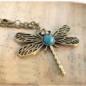 Retro Hollow Dragonfly Necklace Sweater Chain Necklace