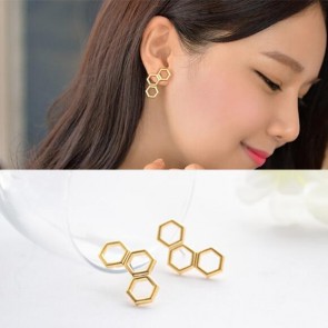 hollow out geometry hexagon honeycomb earrings