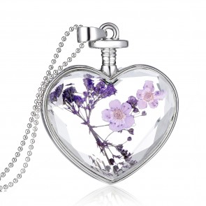 Korean New Creative Lavender Crystal Peach Heart Necklace
