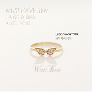 Korean Jewelry Compact Flash Diamond Angel Korean New Female Wholesale Wings Ring 