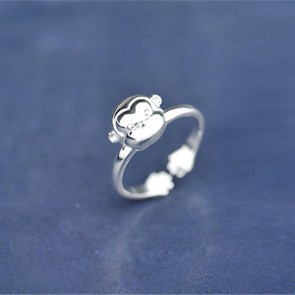 925 Sterling SIlver Monkey Year Semi-dimensional Cute And Sweet Monkey Opening Ring