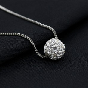 Korean Style 925 Sterling Silver Accessories Shambhala Full Diamond Pearl Necklace