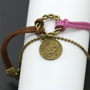 European And American Jewelry Wholesale Zodiac Round Tag Circle Rope Bracelet