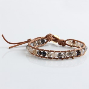 Handmade woven jewelry black lines onyx twined bracelet lap wound bracelet